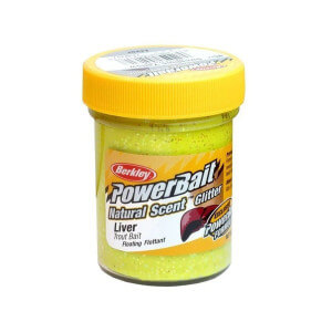 Těsto BERKLEY PowerBait Natural Glitter Sunshine Yellow, Liver Glitter