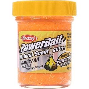 Těsto BERKLEY PowerBait Natural Glitter Trout Bait Fluo Orange, Garlic