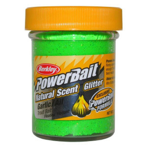Těsto BERKLEY PowerBait Natural Glitter Trout Dough Spring Green, Garlic