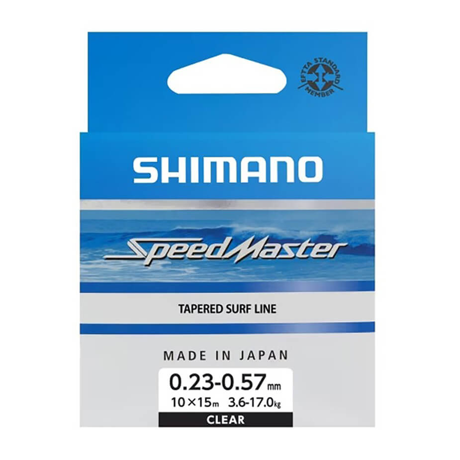 Ujímaný vlasec SHIMANO SpeedMaster Tapered Surf Line, Clear, 10x15 m průměr 0,33-0,57 mm, nosnost 7,2-17 kg