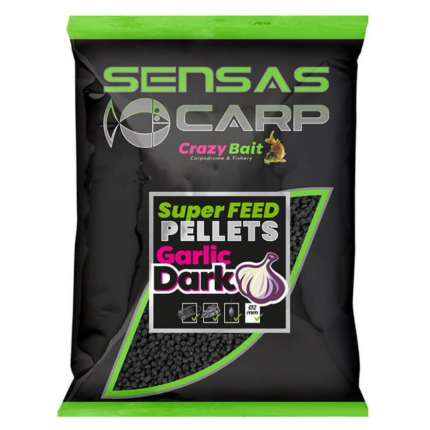 SENSAS Carp Super Feed Pellets, 650 g, Garlic Dark průměr 4 mm
