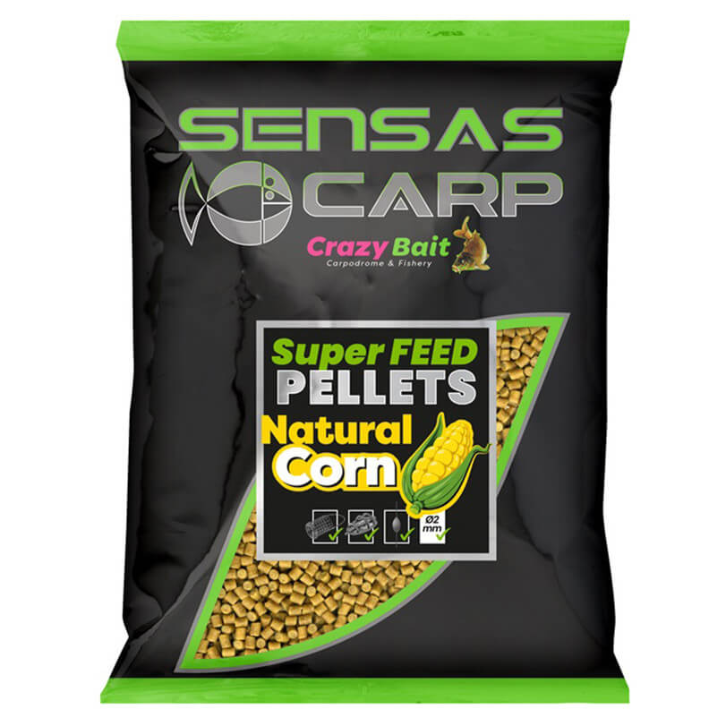 SENSAS Carp Super Feed Pellets, 650 g, Natural Corn průměr 4 mm