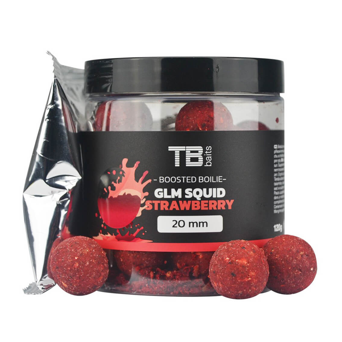 Dipované TB Baits Boosted GLM Squid Strawberry, 120 g průměr 20 mm