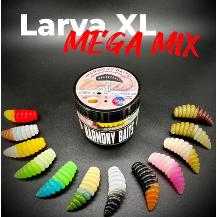 HARMONY BAITS Mega MIX Larva XL, 37 mm, 12 ks