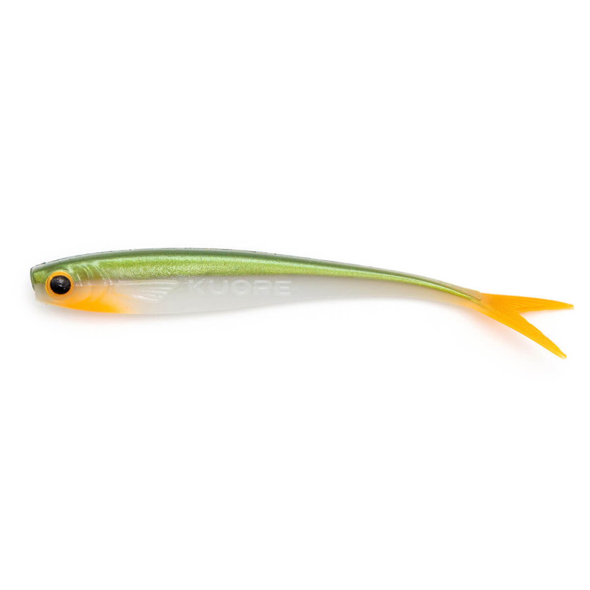 Smáčik KUORE Feather, Fire Olive délka 9 cm, hmotnost 2,7 g, balení 4 ks