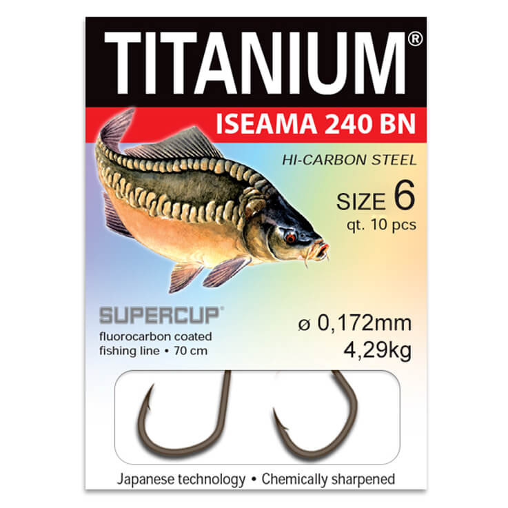 Navázaný háček ROBINSON Titanium Iseama 240BN průměr 0,147 mm, vel. 8