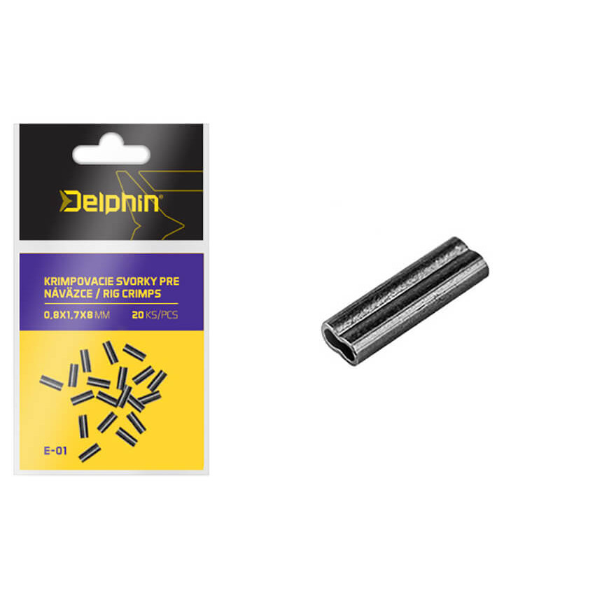 Krimpovací svorky DELPHIN pro návazce rozměr 1,2 x 2,6 x 8mm