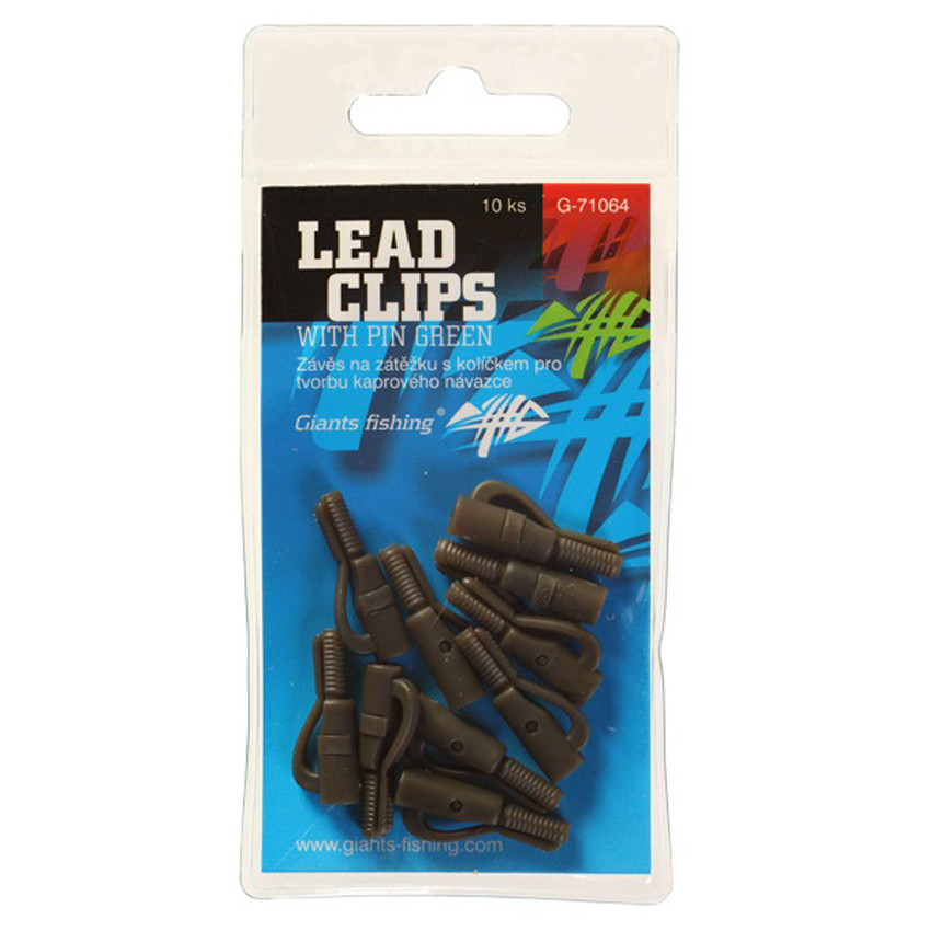 Závěs GIANTS FISHING Lead Clips with Pin Green