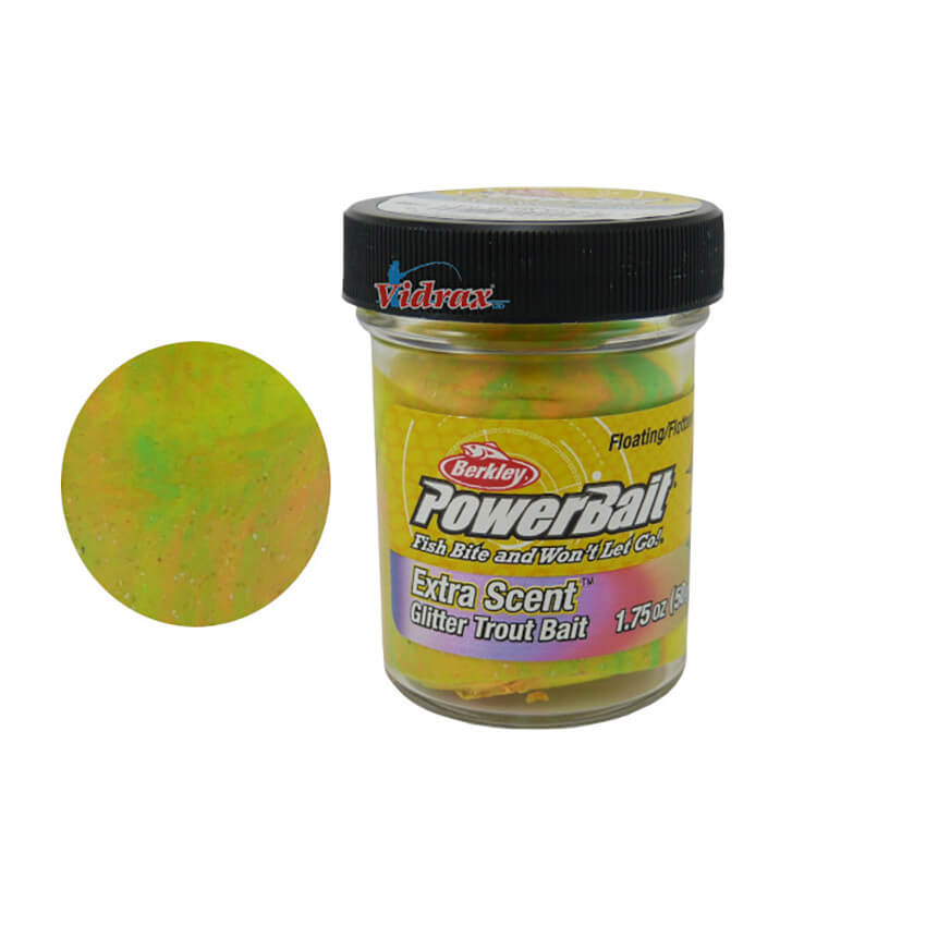 Těsto PowerBait Extra Scent Glitter Trout Bait, Rainbow