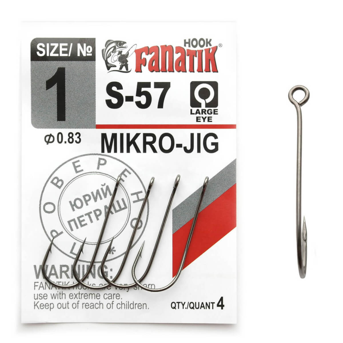 Háčky FANATIK MIKRO-JIG S-57 vel. 6, balení 6 ks