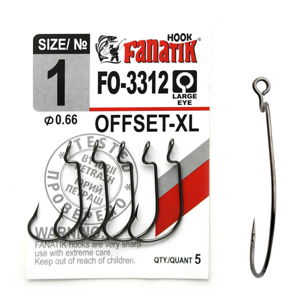 Háčky FANATIK OFFSET-XL F0-3312 vel. 8, balení 6 ks, délka 18 mm