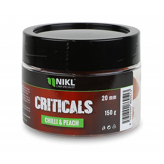 Boilies NIKL Criticals Chilli & Peach průměr 20 mm