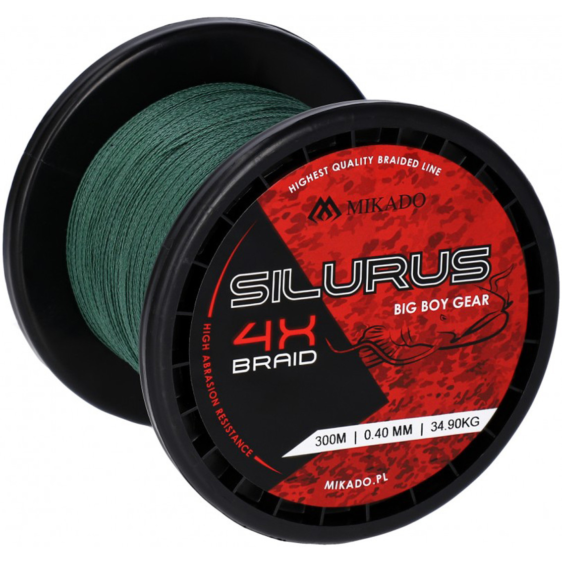 Šňůra MIKADO Silurus 4x Braid Line zelená průměr 0,35mm, nosnost 33,40kg