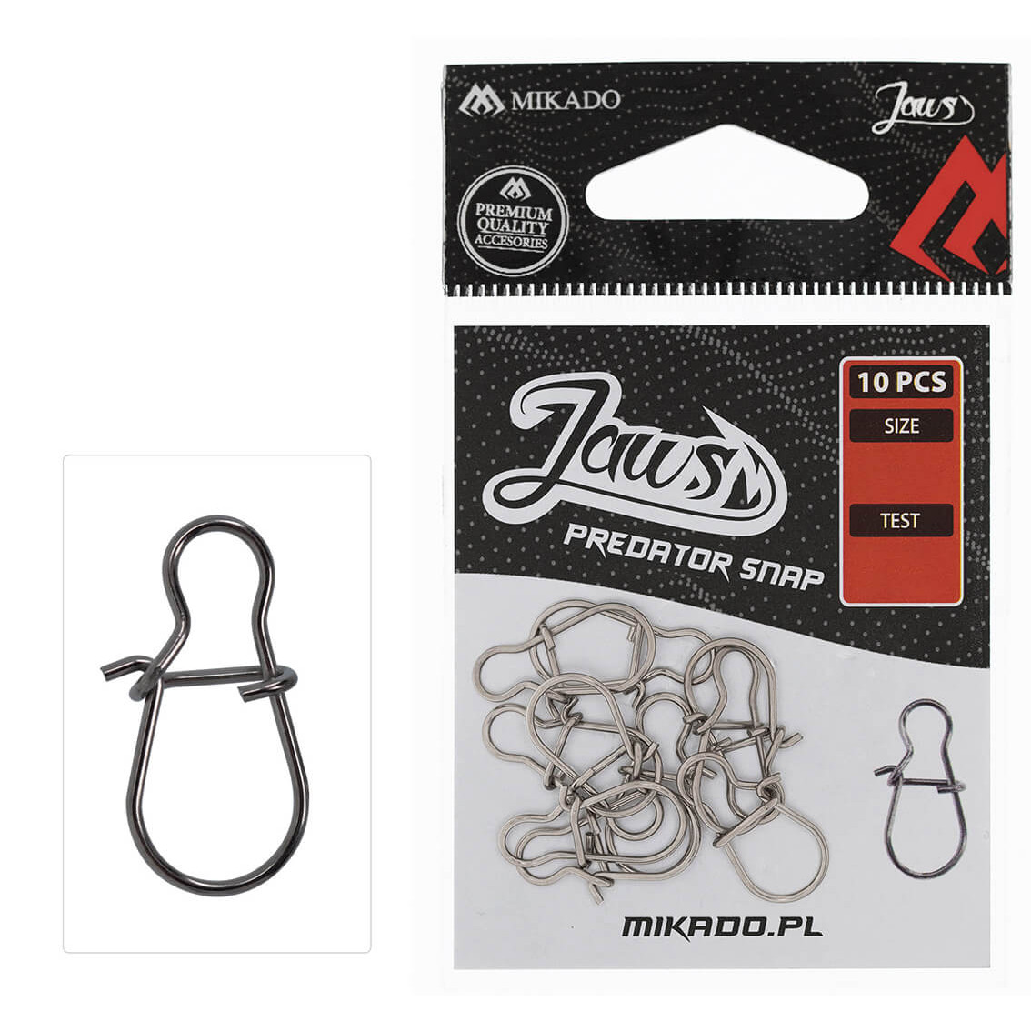Karabinky MIKADO Jaws Predator Snap, 10ks vel. S, 8,5kg