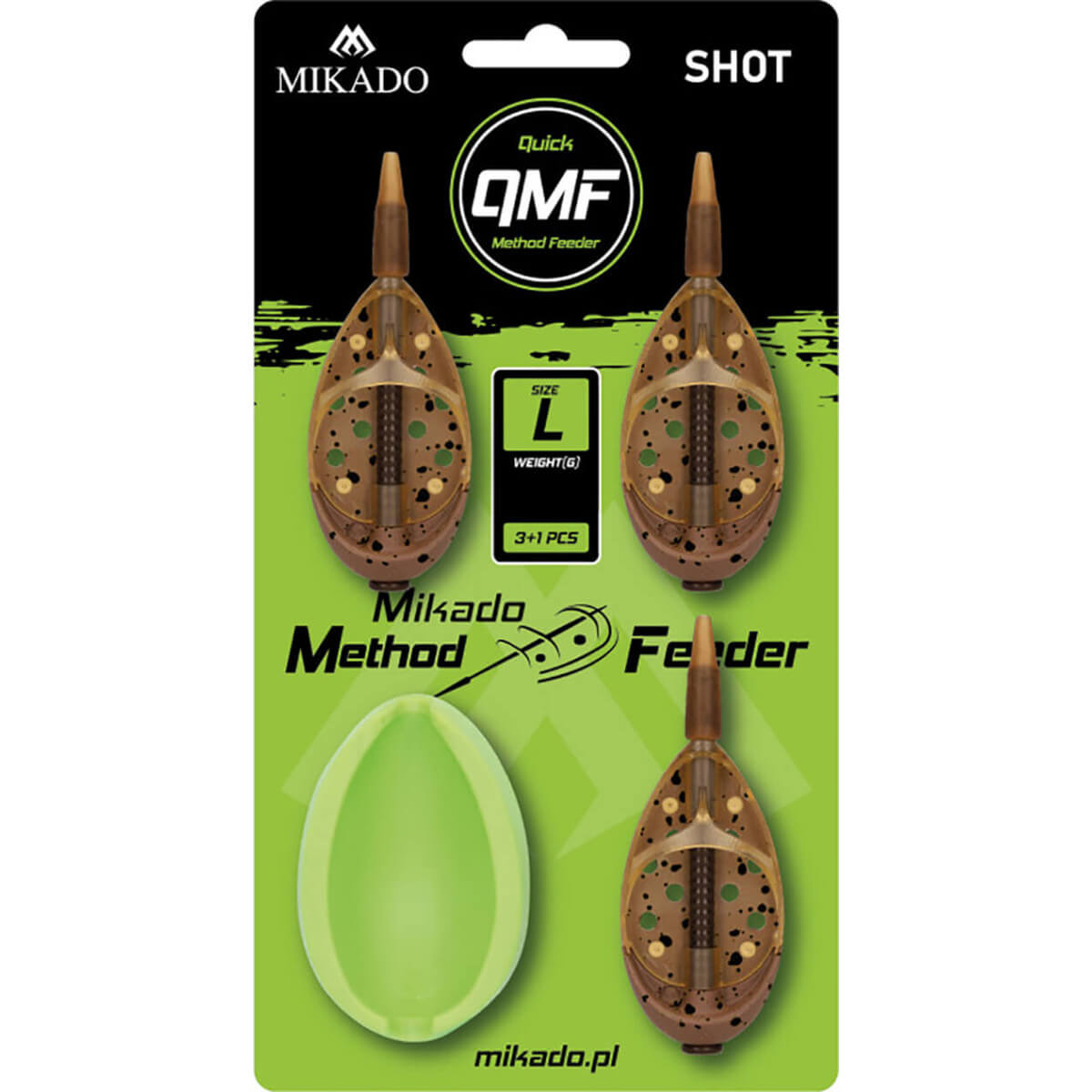 SET 3x krmítko + forma MIKADO Method Feeder Shot Q.M.F. L hmotnost 50 g