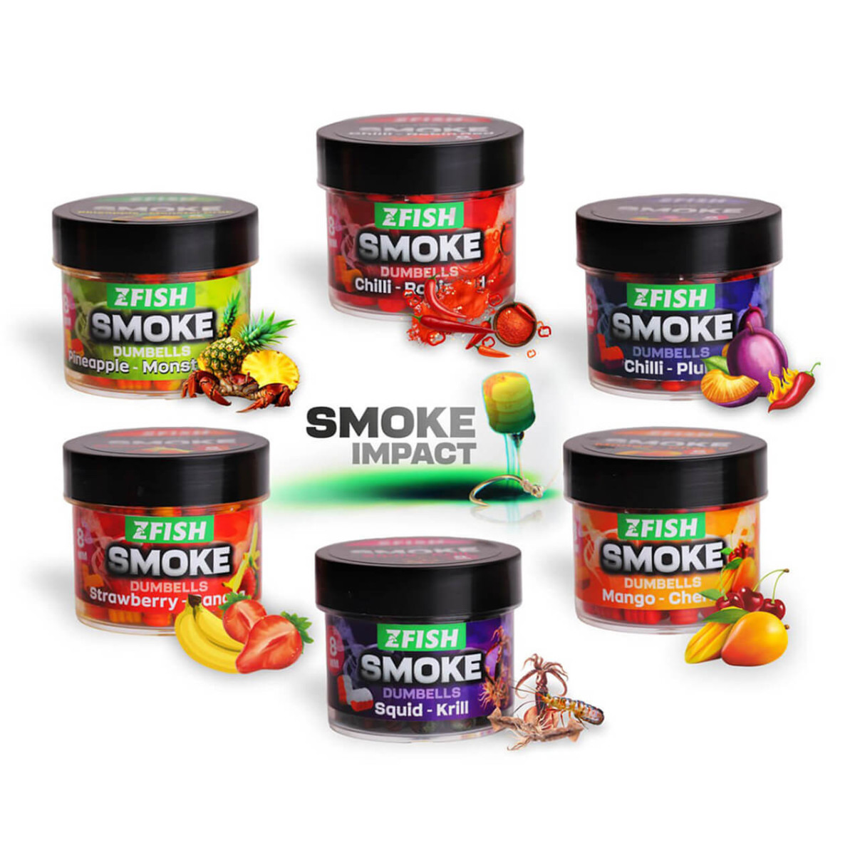 Dumbells ZFISH Smoke Pop Up, 8 mm Chilli & Slivka