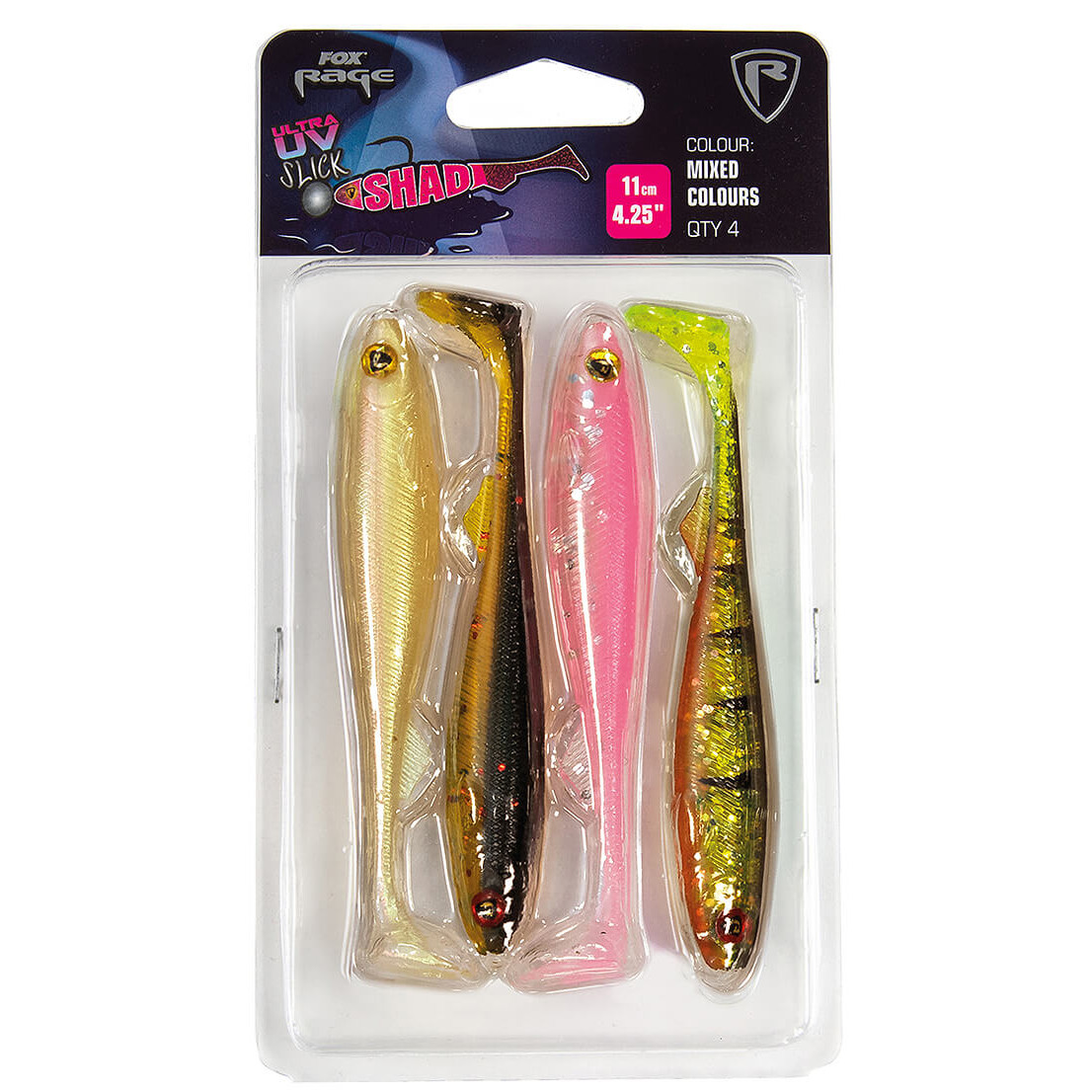 Set nástrah FOX Rage Slick Shad UV Mixed Colour 11cm, 4ks