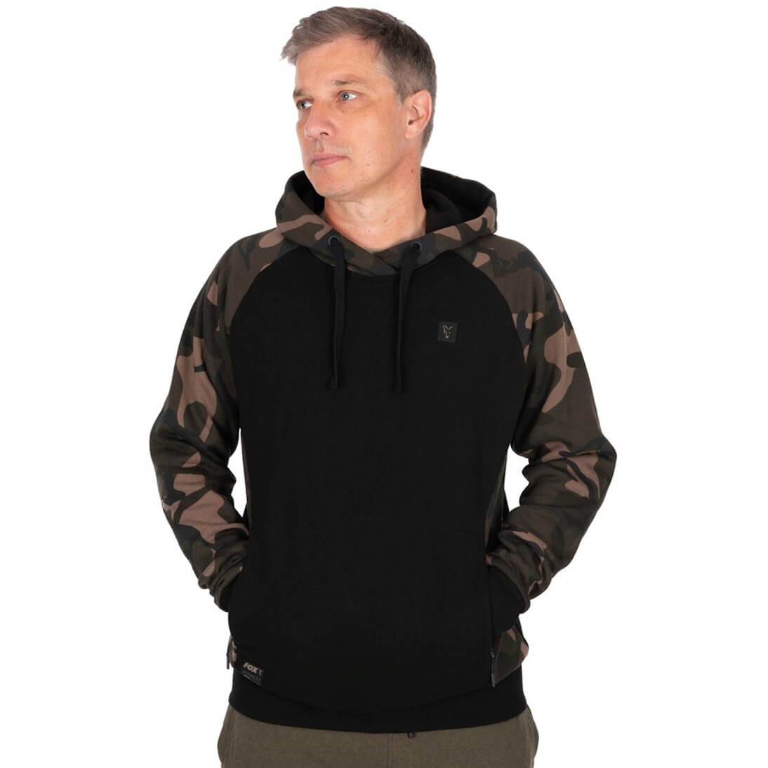 Mikina FOX Pullover Premium 310 Hoodie Black/ Camo vel. XXL