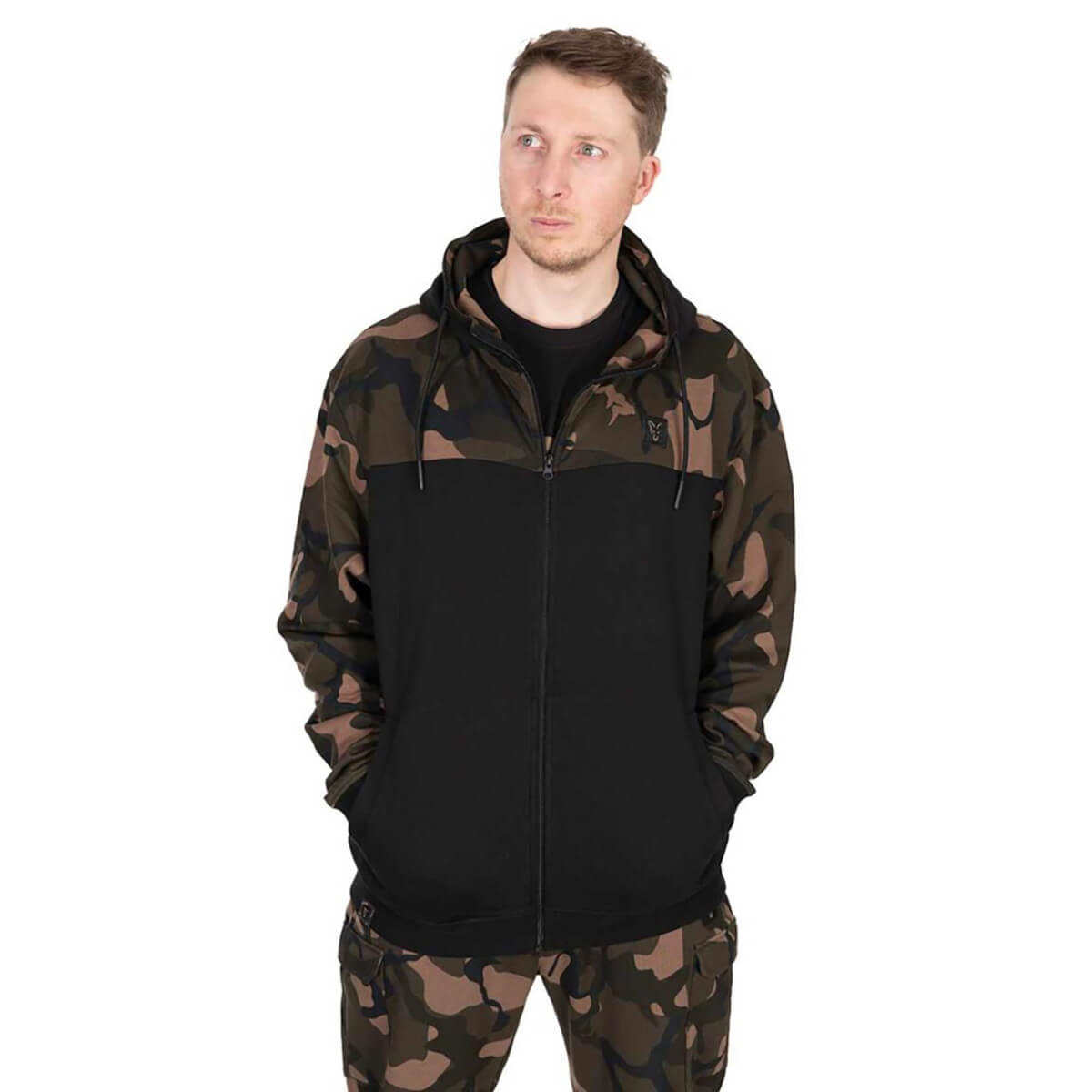 Mikina FOX LW Black Camo Split Zip Hoody vel. XXL