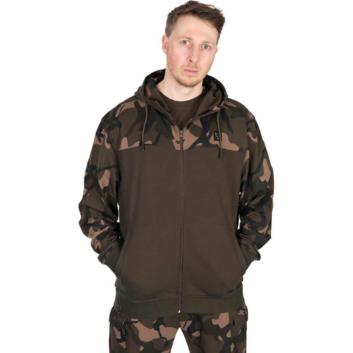 Mikina FOX LW Khaki Camo Split Zip Hoody vel. XL