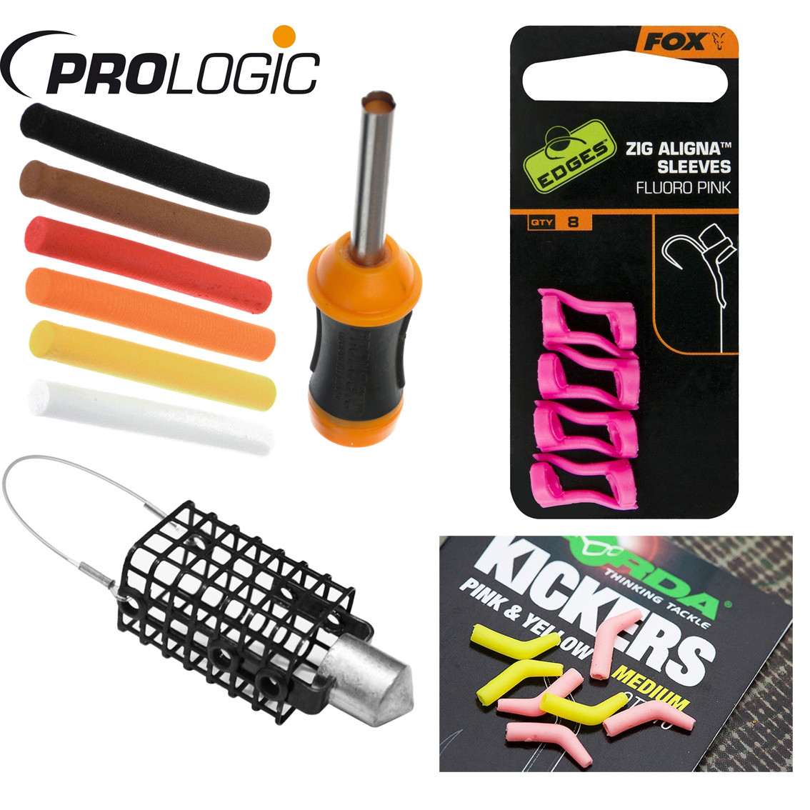 pěna PROLOGIC Bait Balancing Kit + rovnátka FOX + rovnátka + krmítko DELPHIN