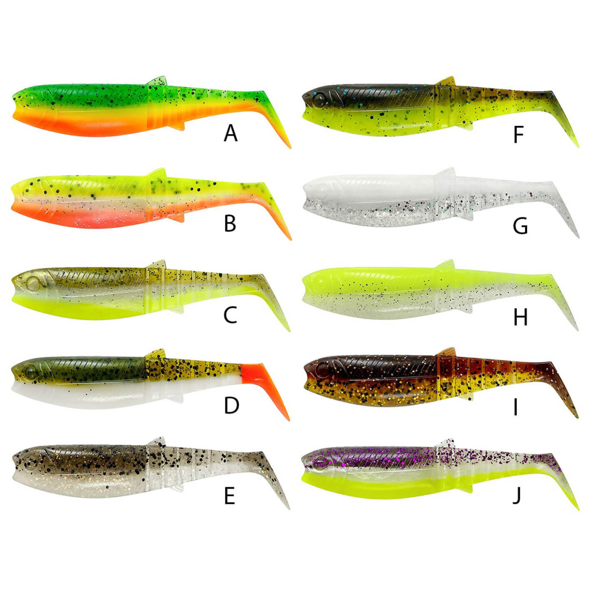 Nástraha SAVAGE GEAR Cannibal Shad, 5 ks J Purple Glitter Bomb Fluo
