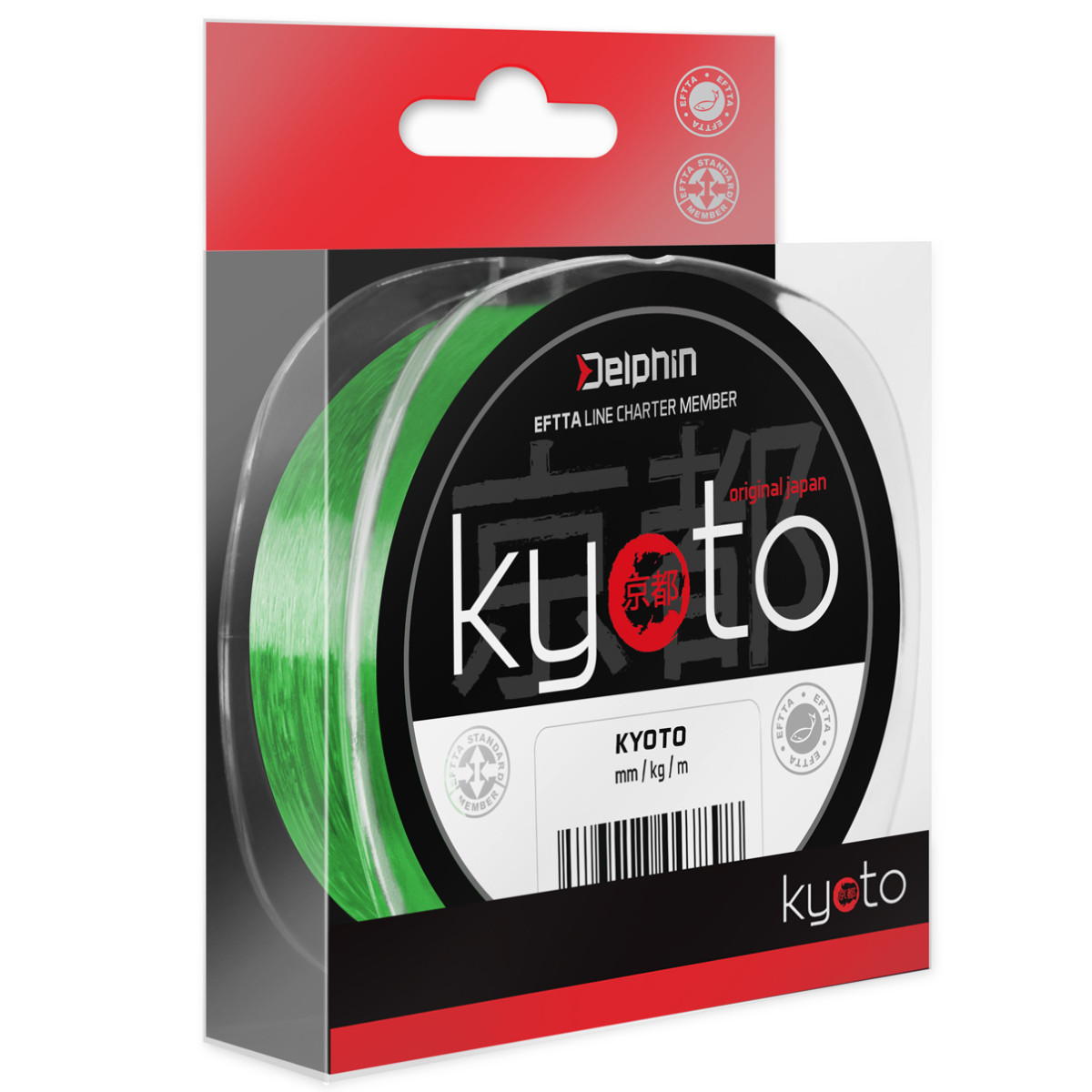 DELPHIN Kyoto fluo zelený průměr 0,165mm, nosnost 5,6lb, balení 200m
