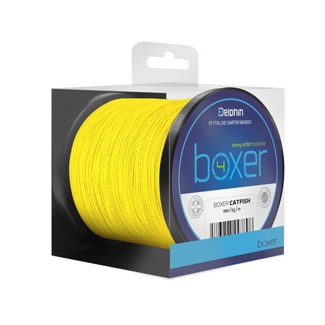 Šňůra DELPHIN Boxer 4 Fluo žlutá průměr 0,60 mm, nosnost 52,60 kg, balení 150 m