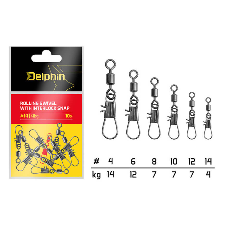 Obratlík DELPHIN Rolling Swivel with Interlock Snap vel. 4, nosnost 14 kg