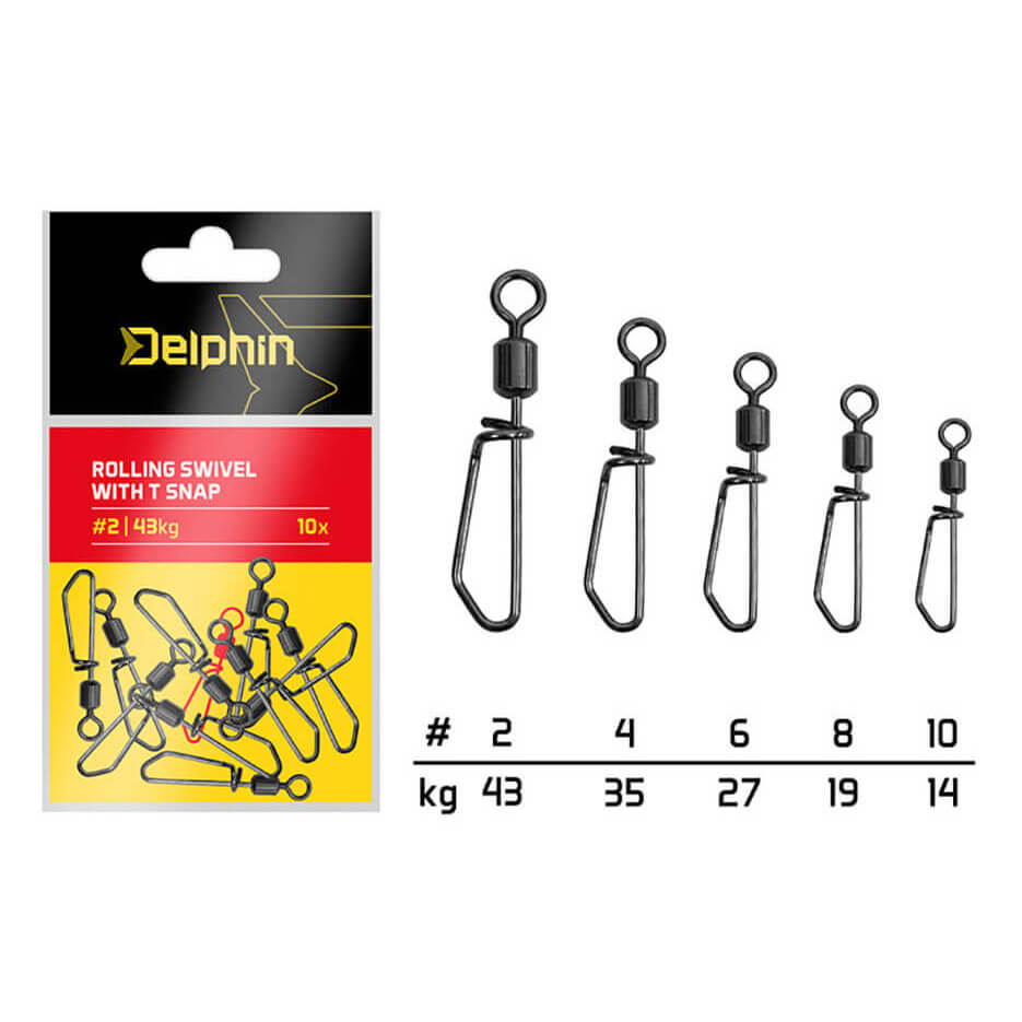 Obratlík DELPHIN Rolling Swivel with T Snap vel. 4, nosnost 35 kg