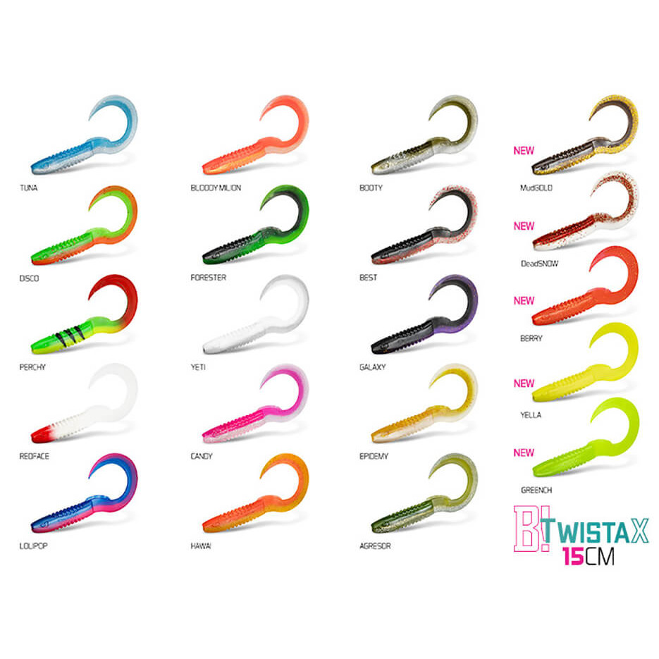 DELPHIN TwistaX Eeltail UVs 15 cm, 5 ks Berry