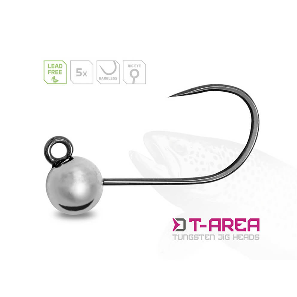 Wolframový jig DELPHIN T-Area BL, 5 ks, stříbrný vel. 6, hmotnost 0,9 g, průměr 4,6 mm