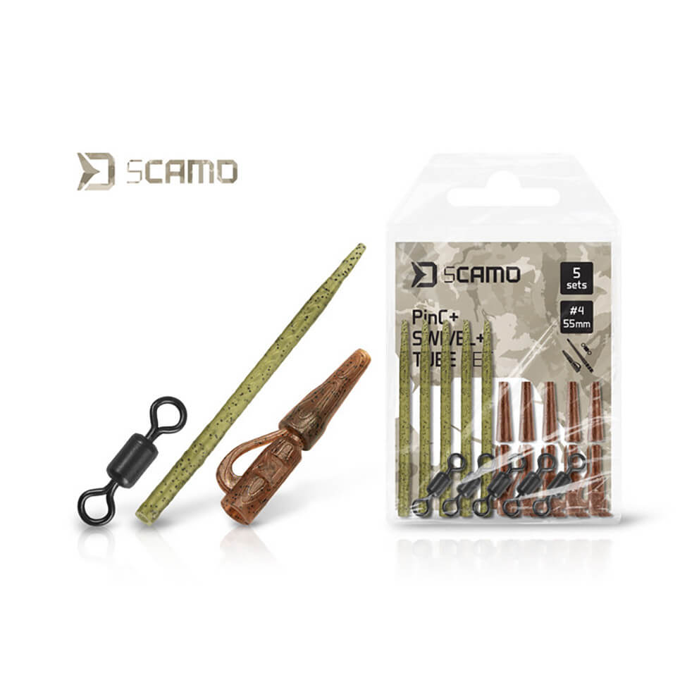 Set montáž DELPHIN TheEnd sCamo PinC + Swivel + Tube, 5 ks