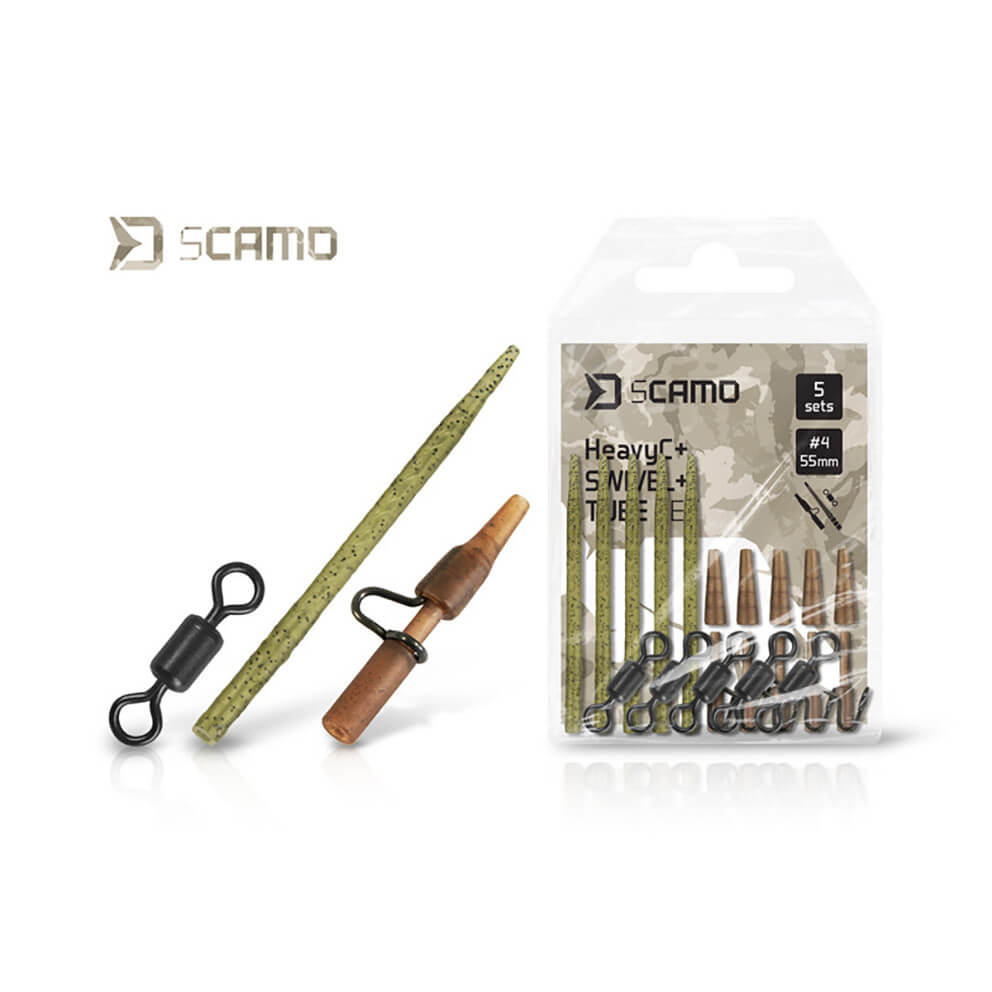 Set montáž DELPHIN TheEnd sCamo HeavyC + Swivel + Tube, 5 ks