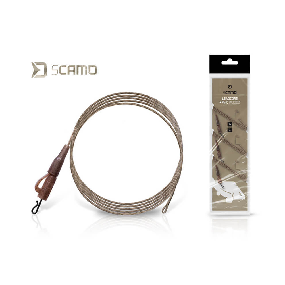 Návazec DELPHIN sCamo Leadcore + PinC Woodz, 3 ks