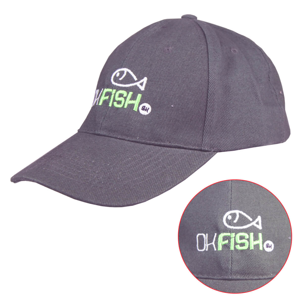 Kšiltovka Velcro logo OKFISH červená barva